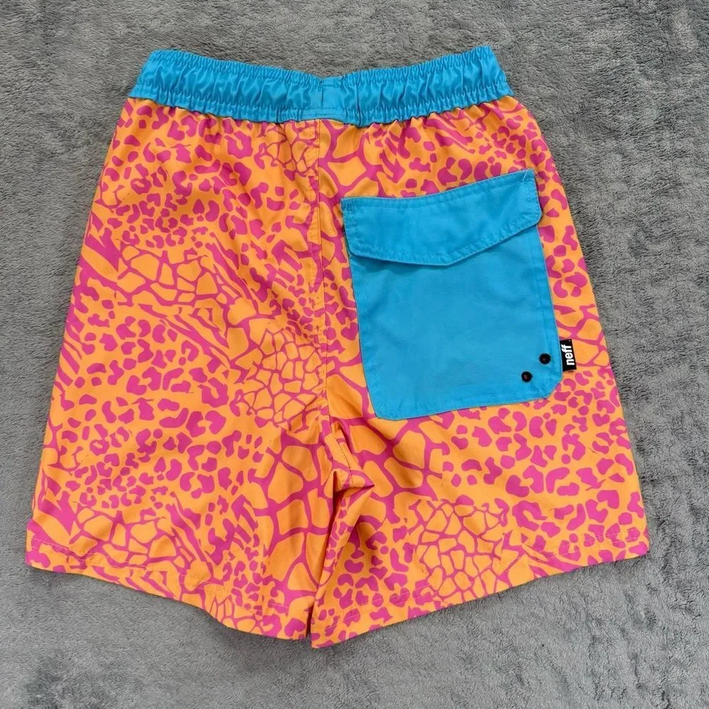 NEFF Men’s Daily Animal Hot Tub Board Shorts Unlined Bright Vibrant